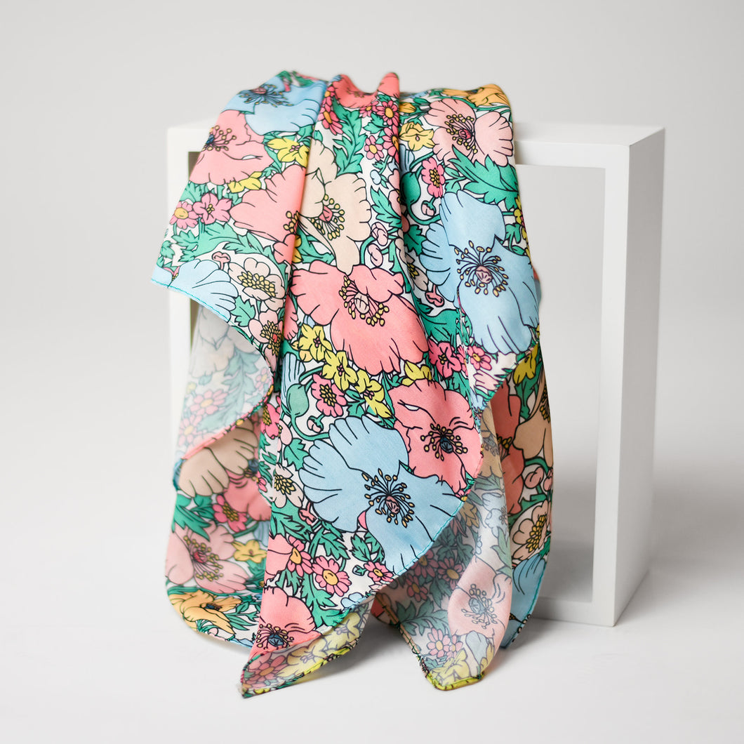 Coral + Sky Floral Tichels (Square,Pretied,Open-back Pretied)