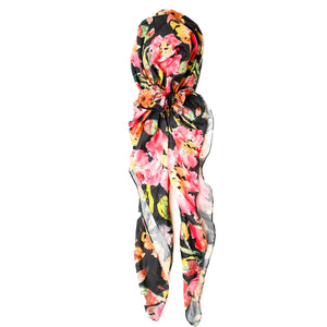 Hot Pink Floral Tichels (Square w/ grip + Pretied w/ grip)*