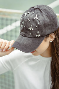 Crystal Denim Caps