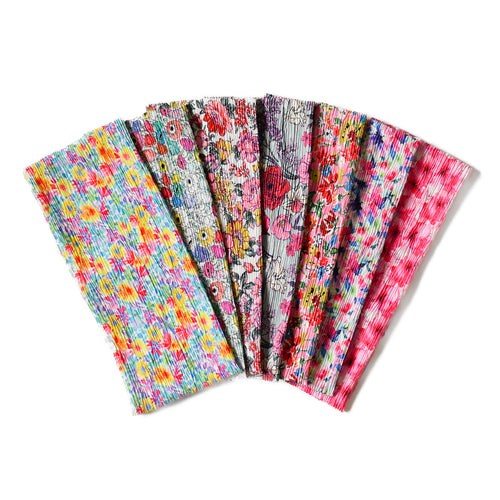 Assorted Floral Silky Crinkle Headbands (Standard Width + Skinny Width)