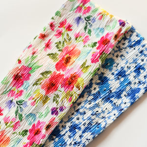 Floral Silky Pleated Headbands (Standard Width + Skinny Width)