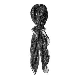 Black + White Bold Floral Tichels (Square w/ grip + Pretied w/ grip)*