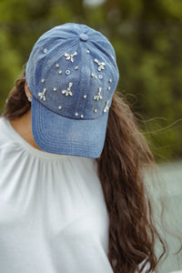 Crystal Denim Caps