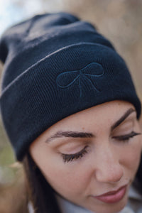 Embroidered Bow Beanie*