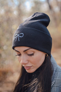 Embroidered Bow Beanie*